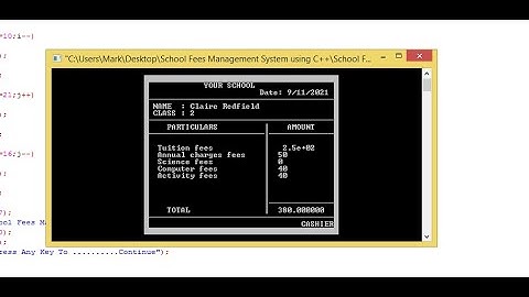 Simple School Fees Management System using C++