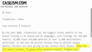 TripAdvisor, Video Case Solution & Analysis Caseism.com