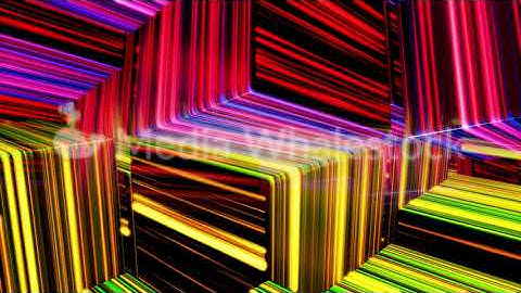 Abstract colorful cubes moving slowly, seamless loop. Animation. Black 3d cube figures with many