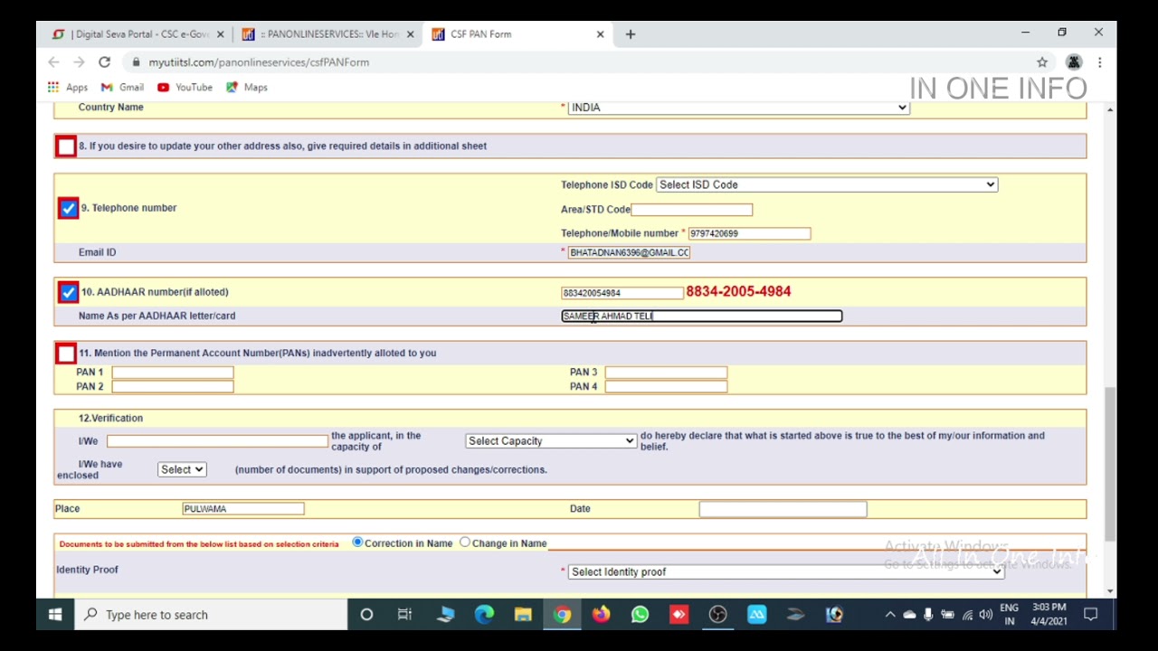 Correction in pan through csc 2021 pan card correction kaise kare csc
