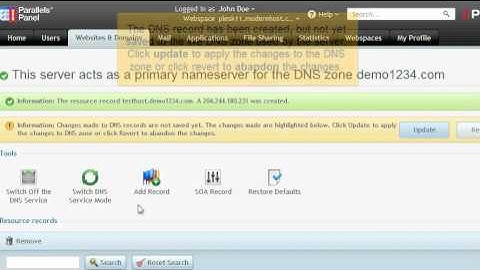 Plesk 11 End User - Manage DNS Zones