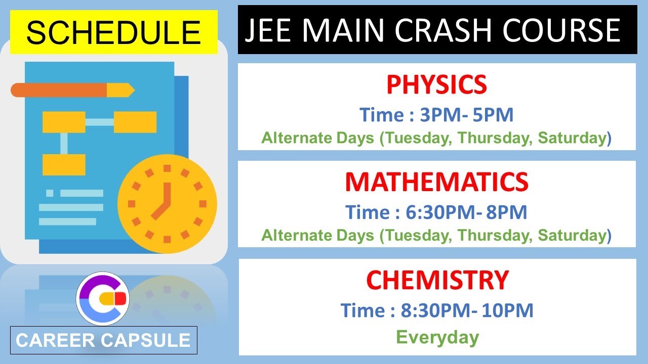 Schedule of Free Crash Course of PCM for JEE MAIN 2020 (April ) (Starting From 4th Feb 2020)