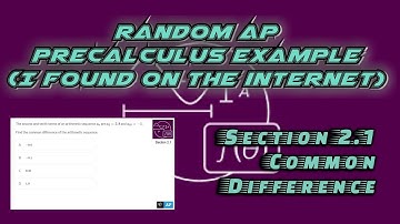 AP Precalculus Section 2.1 Example: Find the Common Difference of an Arithmetic Sequence