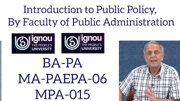 BA-PA/MA-PA EPA-06/MPA-015 Introduction to Public Policy, by Faculty of Public Administration, SOSS