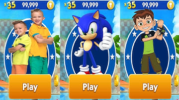 Sonic Dash vs Ben 10 Up To Speed vs Vlad & Niki Run Android Gameplay