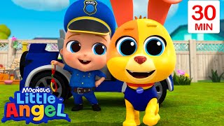 Cop Baby John and Officer Bingo  Bingo and Baby John | Little Angel Nursery Rhymes and Kids Songs