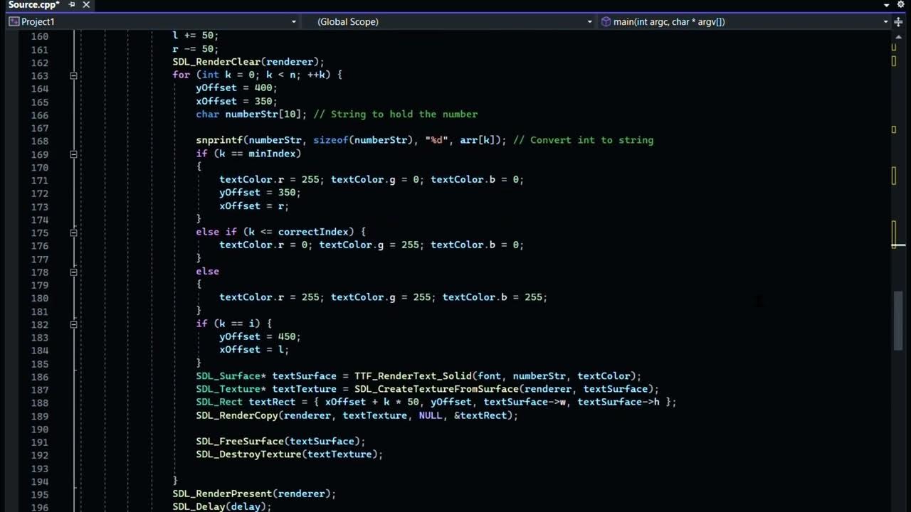 Code of Selection Sort Algorithm Animation using C/C++ programming ...