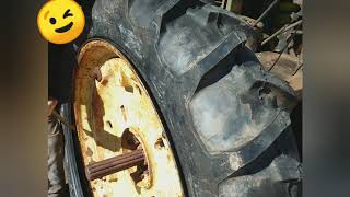 How to remove tractor tire tube, replace tire tube on rear tractor tire.