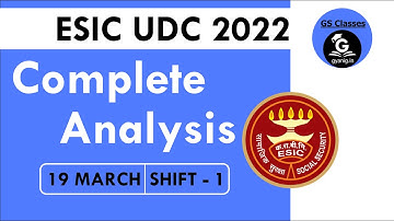 ESIC Analysis | ESIC UDC Exam Analysis 2022 | 19 March, Shift-1 | Asked Questions #rohitsir