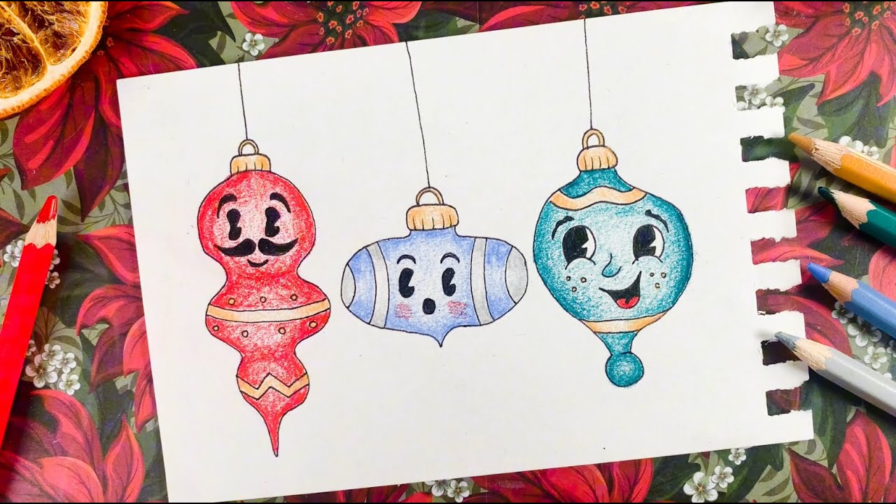 ADORABLE DRAWINGS FOR KIDS HOW TO DRAW CHRISTMAS ORNAMENTS STEP BY Maxresdefault