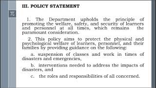 NQESH/PRINCIPAL TEST REVIEW.GUIDELINES ON CANCELLATION OR SUSPENSION OF CLASSES&WORK IN GOVT OFFICES