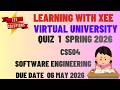 CS504 Software Engineering – I Quiz 1 Spring 2026 Virtual University of Pakistan