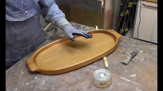 видео: Большой буковый поднос с ручками, картинка: Большой буковый поднос с ручками,