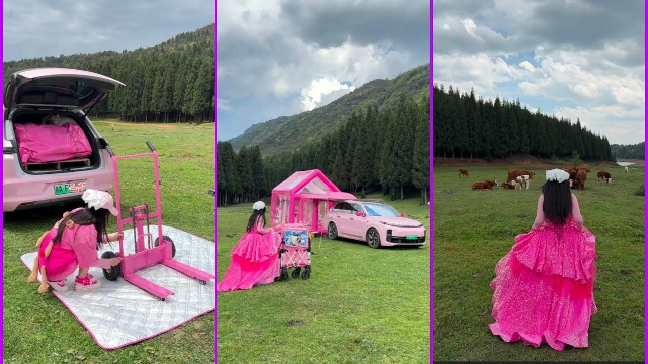 Immersive Bed-Car Camping🚒 | Girls Spend the Night in a fully Transparent AI Tent + Bed-Car Fusion✨