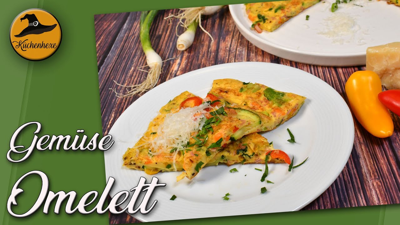 Schnelles Gemüse Omelett mit Schinken