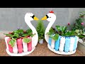 Amazing DIY Duck-shaped Flower Pots from Old Plastic Bottles and Concrete