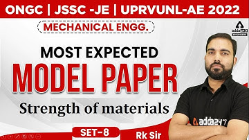 SOM for ONGC | JSSC -JE | UPRVUNL-AE 2022 |Mechanical |Most Expected Model paper|#8|by Rk sir