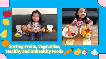 Sophie Learns Through Play - Sorting Fruits, Vegetables, Healthy and Unhealthy Foods