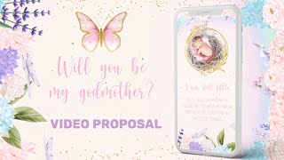 Will you be my Godmother? Proposal Godmother, Video Card, Digital proposal