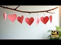  10mins Aesthetic Paper Hearts Loop | Valentine's Stream Overlay |  Background 4K