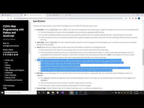 Harvard CS50 Web Programming |  Project 1: Wiki