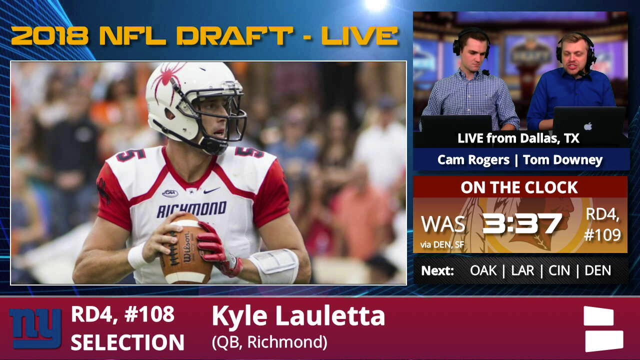 New York Giants pick QB Kyle Lauletta in fourth round