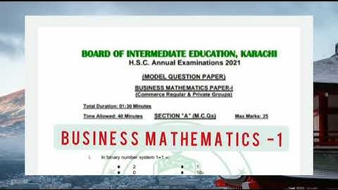 BUSINESS MATHEMATICS-1 MODEL PAPER 2021 |INTERMEDIATE |KRACHI