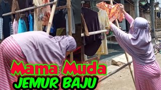 Mama Muda Jemur Baju di siang hari #jemurbaju #jemurkasur #jemuran #dailylife