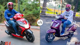 Honda Dio BS-6 v/s TVS Jupiter BS-6 detailed comparison.