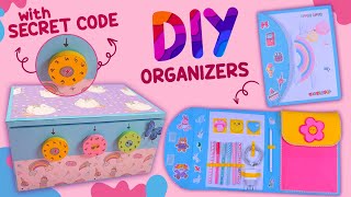 3 DIY CUTE ORGANIZERS FROM WASTE CARDBOARD - with SECRET CODE and HIDDEN COMPARTMENT - RECYCLING