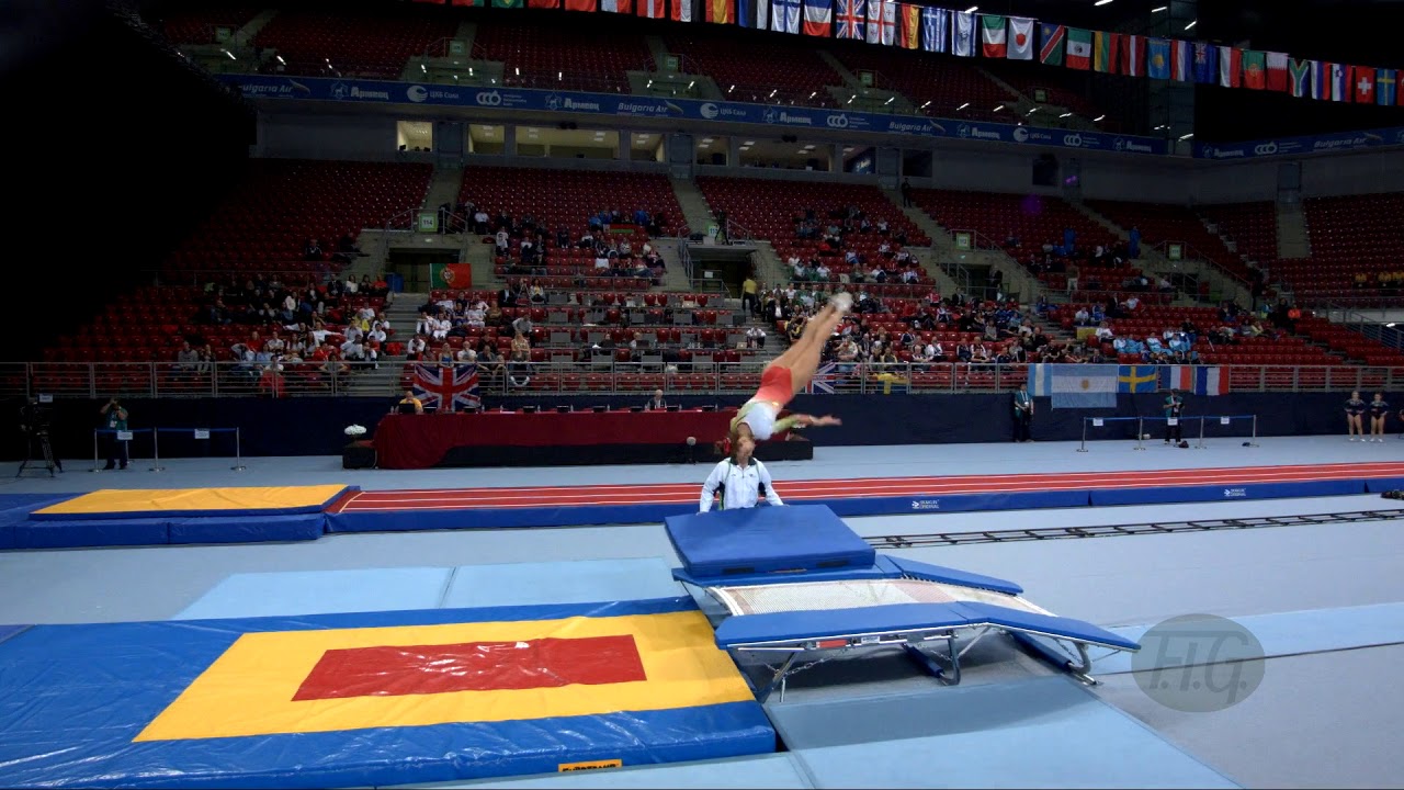 Youtube video: BRAS Mafalda (POR) - 2017 Trampoline Worlds, Sofia (BUL) - Qualification Double Mini Routine 1