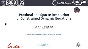 RSS 2021, Spotlight Talk 26: Proximal and Sparse Resolution of Constrained Dynamic Equations