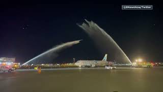 Las Vegas Aces' plane greeted with Water Cannon Salute following WNBA Finals title win | NBA Today screenshot 4