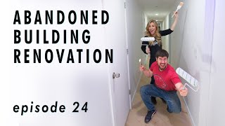 Ep. 24  Making the Hallway GLOW... and Bathroom TOUR ...Abandoned Building Renovation