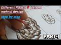 Different Rose Mehndi Designs 🌹|Easy Step by Step for beginners|Rose Design#mehndidesign #mehndiart