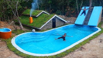 Building Underground House With Water Slide To Swimming Pool
