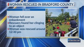 Woman rescued after falling over embankment in Bradford County