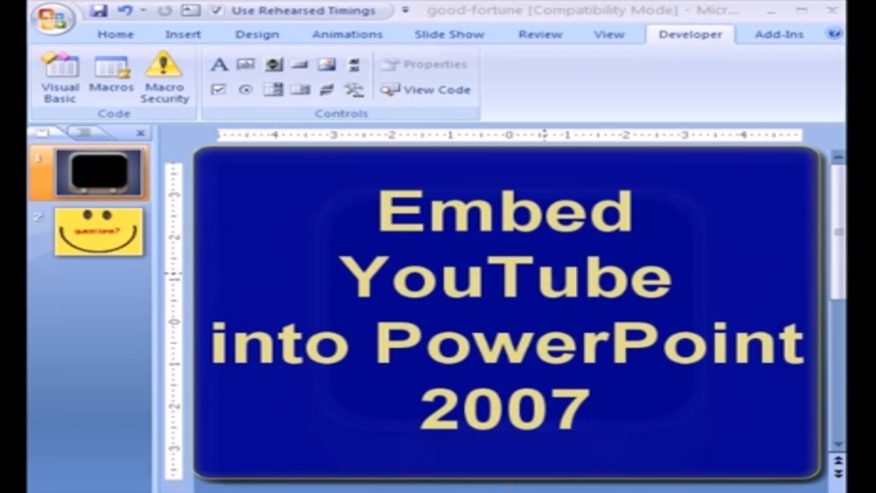 Intgrer une vido YouTube dans PowerPoint 2007