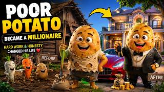 Poor Potato Became a Millionaire 😭💰 | Hard Work & Honesty Changed His Life | kids vegetable stories Update