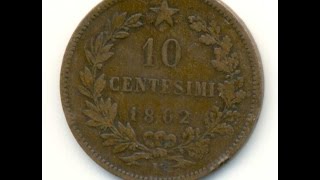 10 centesimi 1862 Emanuele 2 Italia  10 сентесимо Италия / Нумизматика(Видео обзор монеты 10 centesimi 1862 Emanuele 2 Italia 10 сентесимо (центесими) Италия Нумизматика монеты мира. Магазин..., 2014-10-13T21:10:15.000Z)