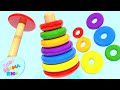 We are learning red, green, orange, purple, blue, and yellow colors with Wooden rainbow stacker ring