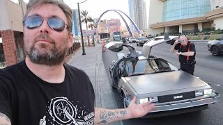 Retro Tour Of Las Vegas In Delorean Time Machine  Back To 80’s Cafe / Up In Scoops & Biff’s Casino