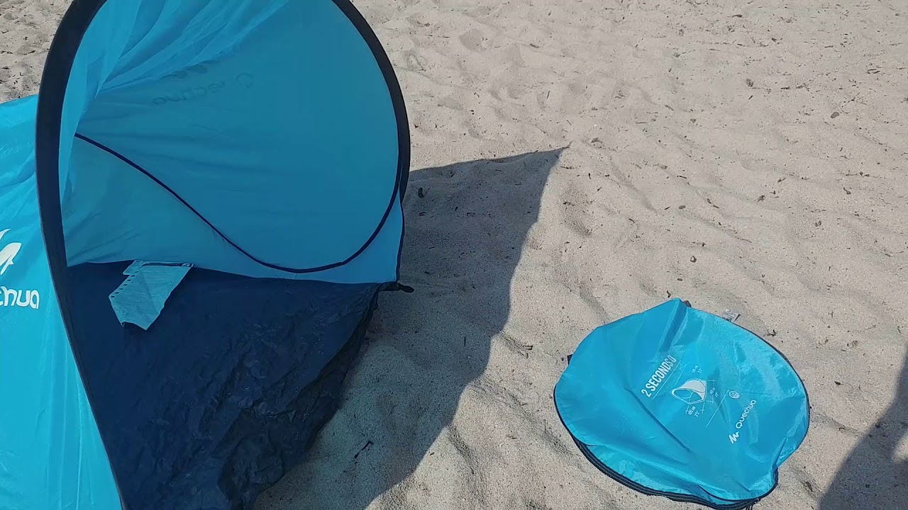 Review zur Decathlon Strandmuschel (2 Seconds 0 Pop-Up) - YouTube