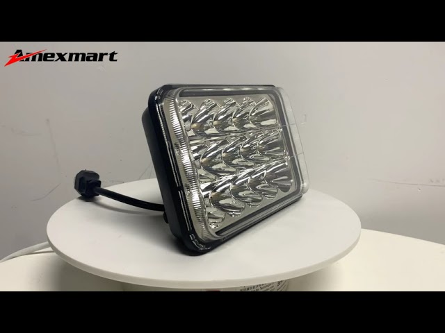 Amexmart 4x6 LED Headlights with High Low Beam Fit For Peterbilt 379 Kenworth T800 Trucks Ford etc