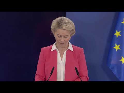 Ursula von der Leyen, President of the European Commission, speaks at the Porto Social Summit