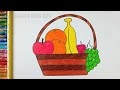 Fruit basket drawing  how to draw fruit basket  fruits drawing  smart kids art