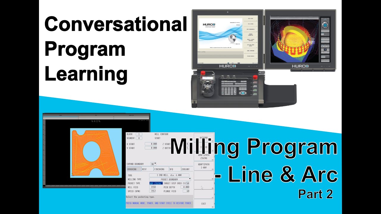 6. PEMOGRAMAN CONVERSATIONAL MILLING metode LINE & ARC, Bagian 2. - YouTube