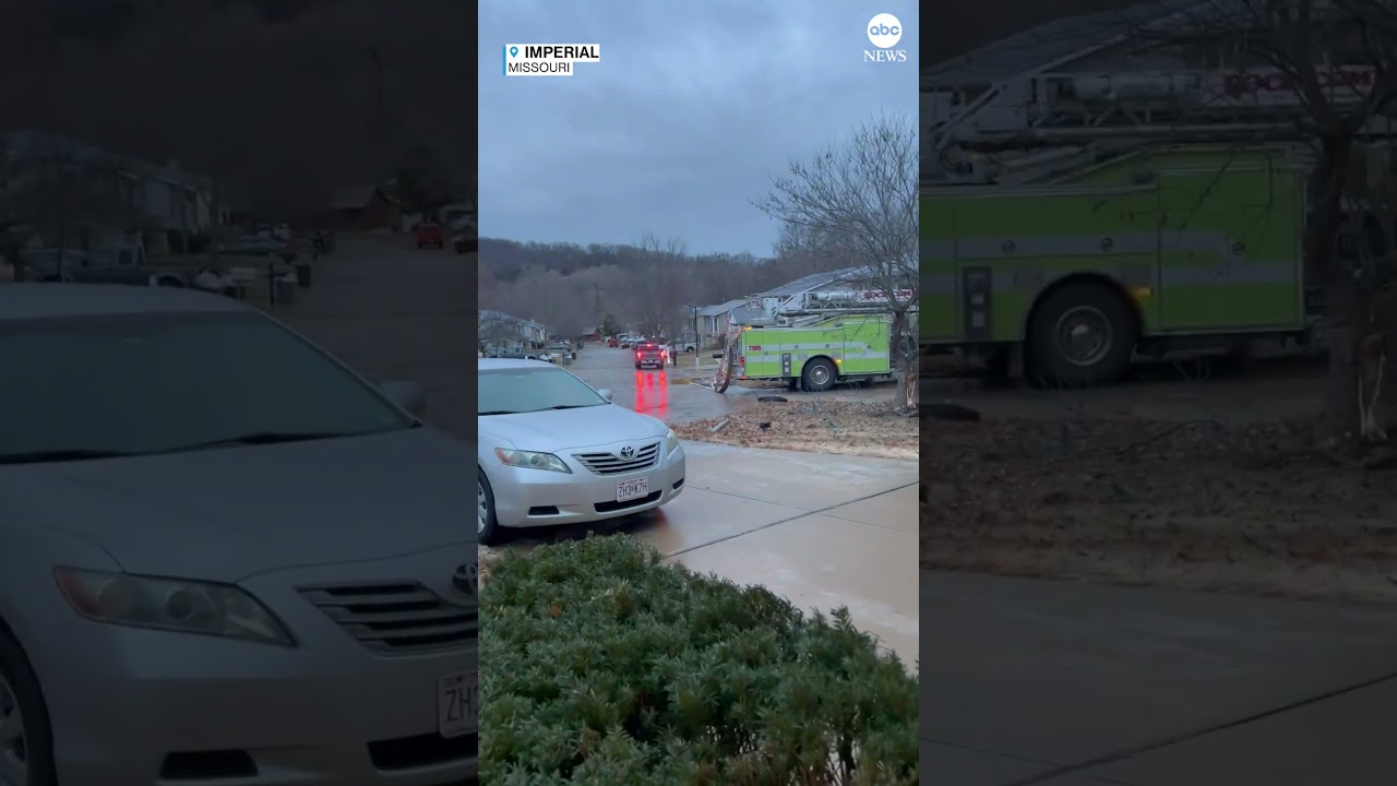 Fire truck spins out of control on icy Missouri road