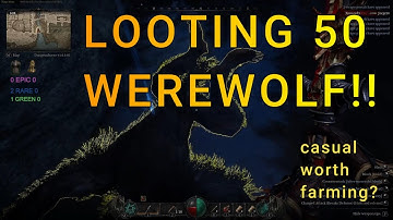Looting 50 werewolf in casual , testing loot table and drop rates in dungeonborne