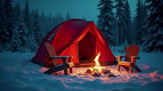 AMBIENT SLEEP VIDEO WITH WINTER CAMPING TENT. WITH FIREPLACE.